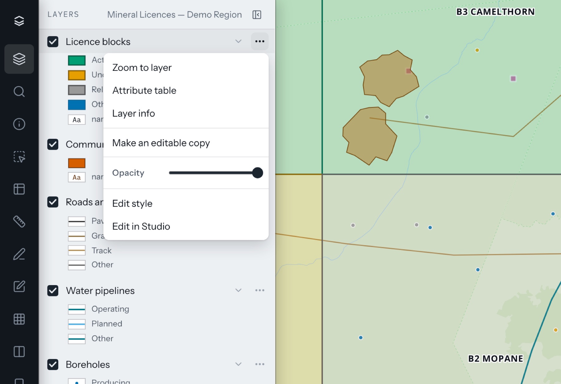 Make an editable copy, in a layer's menu