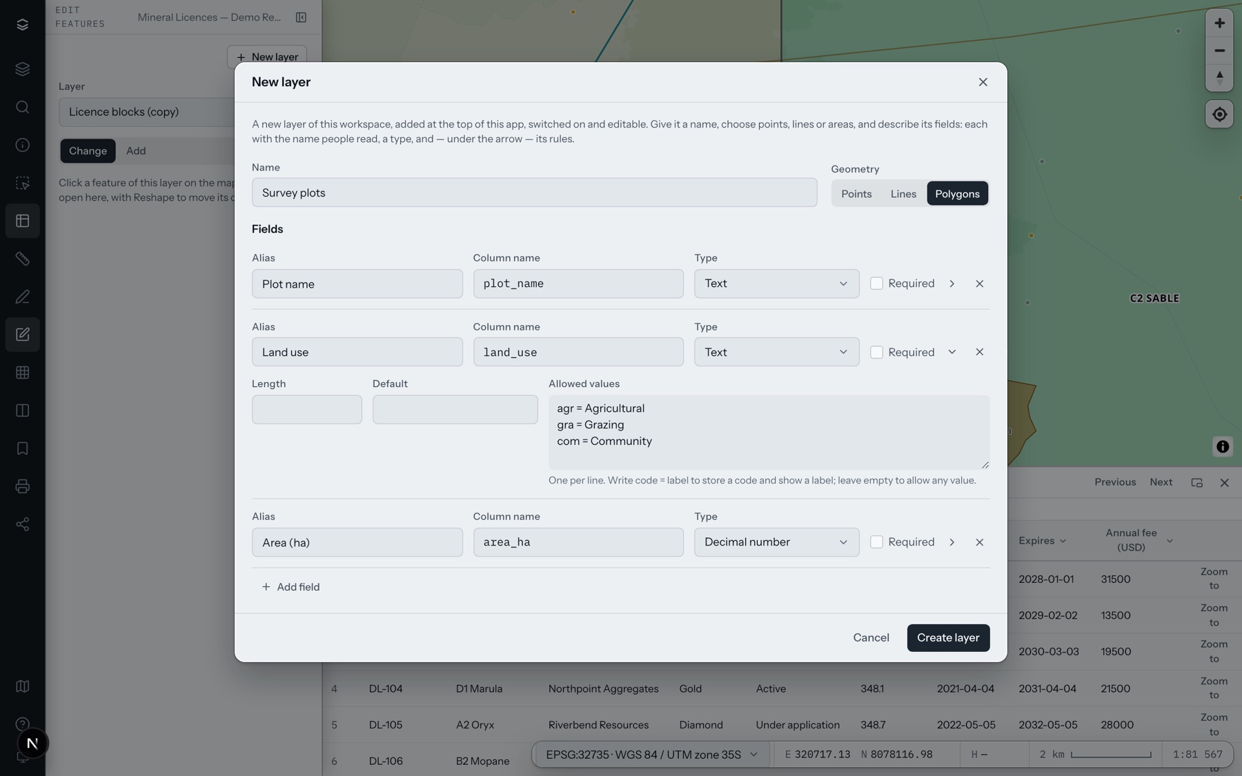 A new layer of survey plots with three fields