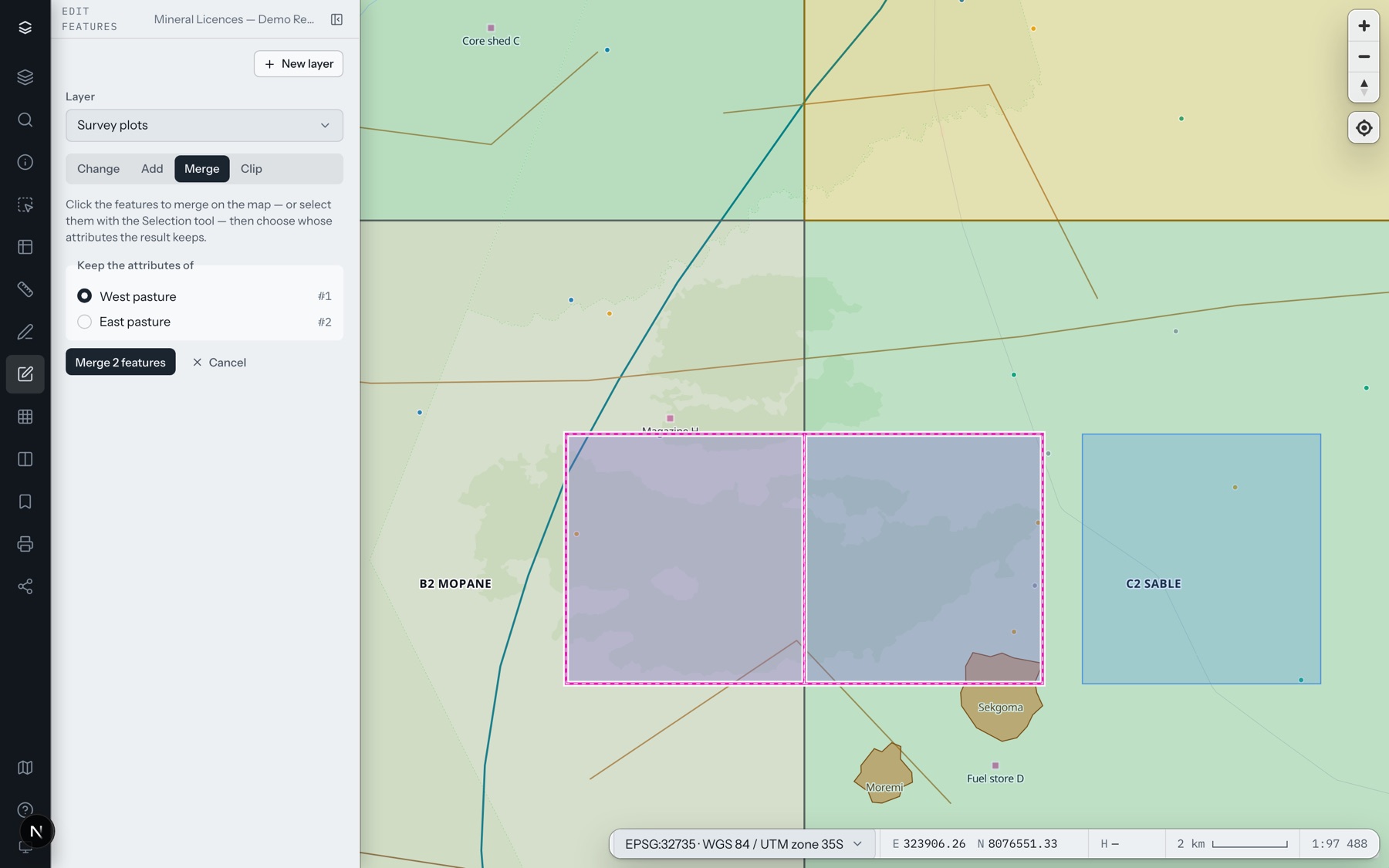 Two plots picked to merge